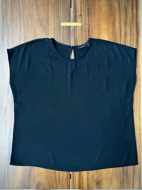 Halogen Black Cap-Sleeve Keyhole Blouse 2X